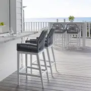 Santorini Outdoor Aluminium Square Bar Table with 2 Hugo Rope Stool - Outdoor Aluminium Dining Settings
