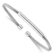 Sterling Silver Rhodium-plated Cuff Bangle Bracelet 6.75gm Gift for Mother