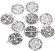 [Beatifufu] St. Protection Religious Pendant Necklace Cross Pattern Diy Charm for Girls First Communi