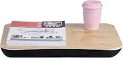 Portable Deluxe Bamboo Lapdesks, Laptop PC Table Lap Tray Read Workstation with Pillows, Laptop Stand with Cushion (Black)