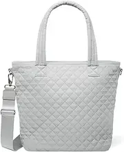 [Simple Modern] Quilted Tote Bag for Women | Medium Size w/Compartments & Laptop Sleeve | Adjustable Strap | Zipper Top