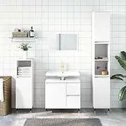 Bathroom Vanity Unit, White Cabinet with Storage Shelf, Wall Mounted Organizer, Mirrored Cabinet, Bathroom Cabinets 65x33x60 cm