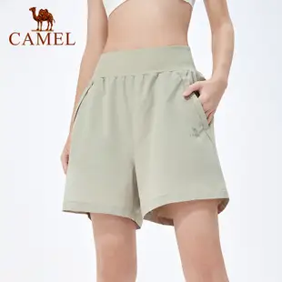 Camel運動速乾短褲女透氣寬鬆彈力五分褲