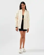 [Belle & Bloom] Over It Quilted Bomber - Cream