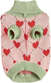 Small Dog Sweater | Warm Clothes Pet Sweater Dog Sweater - Turtleneck Pullover Heart Puppy Sweater, Knit Cat Sweater, Dog Clothes Winter Coat