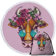 Hipster Cow Beach Towel
