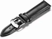 [g24] 22mm Genuine Leather Watch Band Strap Fits Navitimer Colt Pilot Black Plain