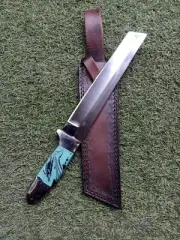 14" Handmade Forged D2 Tools Steel Blade With Resin Handle With Leather Sheath