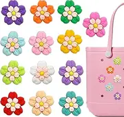 [YEALQUE] 13Pcs 3D Flower Bogg Bags Charms, 15 Different Serials,Decorative Colorful Charm Accessories to Customize Your Southern Beach Tote Bag,Women Gifts