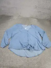 Loft Shirt Womens Medium Petites Blue Cotton Button Up NEW