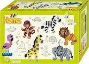 HAMA Small Zoo Animals Gift Box – 2,000 Beads Craft Kit with Hexagonal Pegboard, Design Sheet, Instructions & Ironing Paper – Creative Fuse Bead Set for Kids Ages 5+