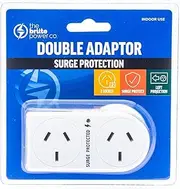 The Brute Power Co Flat Left + Surge Protection Double Adaptor