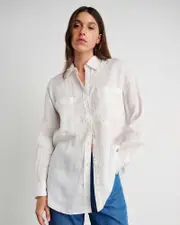 [Jag] Jag Women's Cindy Oversized Shirt In White Size 10 10 White