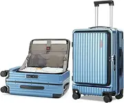 [CENSIEN] Carry On Luggage with Spinner Wheels, 20 Inch Airline Approved Suitcase, Lightweight ABS+PC Hard Shell Suitcases with Aluminum Frame, Top Opening, TSA Lock (Blue, 1 PC)