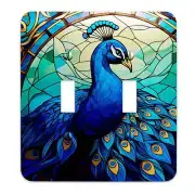 Peacock on Faux Stained Glass Metal Decorative Light Switch Plate Cover - Sev...