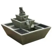 Smart Solar Tabletop Fountain 11.61"Hx13.58"W Zen Elephant Concrete Gray (3Pc)
