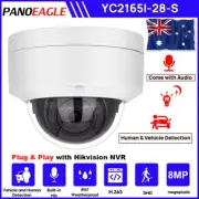 Hikvision Compatible 4K 8MP Security IP Camera 2-way Audio Smart IR30M MIC POE
