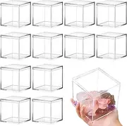 Juexica 12 Pcs Clear Acrylic Plastic Small Acrylic Box with Lid Decorative Storage Box Jewelry Display Mini Clear Container for Home Candy Pill Tiny Jewelry(Square,4.7 x 4.7 x 4.7")