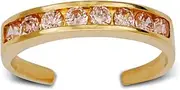[JewelryWeb] 14k Yellow Gold Pink CZ Simulated Diamond Adjustable Elegant Multistone Body Jewelry toe ring-toe ring for Women