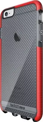 For iPhone 6 Plus / 6S Plus ~Tech21 Evo Mesh Thin FeatherWeight Case~ Smokey/Red