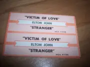 2 Elton John Victim Of Love / Stranger Jukebox Title Strips