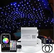 AKEPO 10W Car Home Use APP+Twinkle+Music Fibre Optic Lights kit for Star Ceiling Sky Light, RGBW Light Engine + Optical Fibre Cable 150pcs 0.03in/0.75mm 6.5ft/2m + 28key RF Remote Control