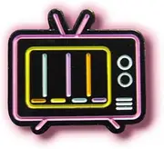 [Space Badges] Retro Television Enamel Pin Badge, Black with Neon Outline, 23.1mm x 25mm, 2mm Thick, Vintage 80s TV Collectible, Neon Sign Style, Perfect for Backpacks, Jackets, and Hats, Trendy Retro Accessories