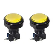 Game Round Push Buttons Yellow LED Light with Micro Switches 46mm/12V/2 Pcs