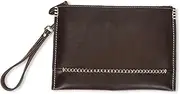 [VKEID] Mens Clutch Bag Men's Clutch Leather Men's and Women's Bags Vintage Slim Folder Bags Men Wrist Bag (Color : Coffee, Size : 30x2.5x20.5cm)