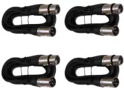 4 Pack 10FT Premium XLR 3Pin Male Female Mic Microphone Mixer Audio Cord Cable