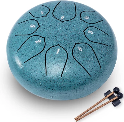 8-Note 6" Steel Tongue Drum with C-Key, Bag & Drumsticks - Portable Music Fun