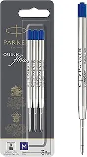[PARKER] Quink flow Ballpoint Pen Ink Refills, Medium Tip, Blue, 3 Count