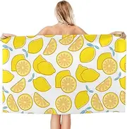 AFHYZY Lemon Microfiber Beach Towels for Adults Sand Free Travel Towel Large Quick Dry Towel Lightweight Oversized Bath Towels Absorbent Gym Shower Towels for Men, Women, Bathroom