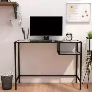 NNEVL Computer Desk White Marble 100x36x74 cm Tempered Glass