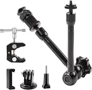 11 Inch Magic Arm with 1/4 Inch and 3/8 Inch Screw Holes Super Clamp and Phone Clamp and Adapter for Photography, Video, Camera Equipment