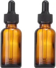 2PCS 30ml Brown Eye Dropper Bottles Glass Dropper Jars Mini Tincture Bottles Serum Containers with Dropper Sample Bottle for Oil
