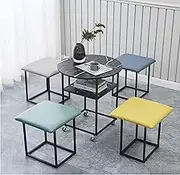 5 in 1 Combination Dining Table with 4 Stool, Space Saving Nesting End Table, Stackable Ottoman Stool Footrest Home Creative Cube Sofa Chair & Table (Color : B)