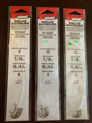 SNELLED BAITHOLDER 7" fish hooks 10lb 6pk - size 8/10/12 New VMC