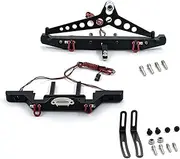 LAPOOH Front Bumper Rear Bumper Sets RC Crawler Bumper with LED Lights Aluminum Alloy Bumper Compatible with 1/10 TRX-4 Trx4 SCX10 90046 90047 RC Car
