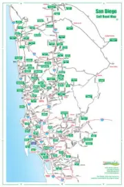 Golf Road Map - San Diego Golf Map - Golf Travel Map - Golf Assessory & Planner