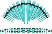 [vogem] 36-Piece Ear Taper Set, 1-10 mm/14G-00G Ear Gauges Expander Set, Acrylic Tapers and Plugs, Body Piercing Jewellery Set for Women and Men (Cyan Green), 0, Acrylic ear stretcher set, No Gemstone