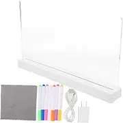 WOONEKY 1 Set USB Rechargeable Light Up Dry Erase Memo Pad for Bar Cafe Weddings and Office Use Compact and Portable Glowing Message Board