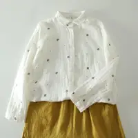 在飛比找ETMall東森購物網優惠-日系清新純棉雙層紗長袖透氣文藝