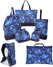 COLORFUL CANDY STYLE NJ302800 School Entrance School Entrance 7-Piece Set, Lesson Bag, Shoe Case, Drawstring Bag, Large Drawstring (Lunchbox Bag), Drawstring (Cup Bag), Disaster Preparedness Headband,
