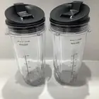 2 Blender Replacement Cups 24oz with No Spill Lids Fits Nutri Ninja, New