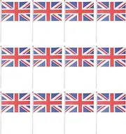 Vorcool 50 x Union Jack Hand Waving Flag Royal Jubilee GB Great Britain Flags with Wooden Pole, International Countries Flags of the World Banner on Sticks for Party Decorations