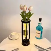 Flower Light with Glass Vase Floral Table Lamp Battery Operated for Women/Mom