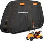 NEVERLAND 4 Passenger 420D Waterproof Golf Cart Cover, Fits Ezgo, Yamaha, Club Car, Windproof, Sunproof with Three Zipper Doors, Black