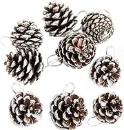 Pine Cones 24 Pieces Christmas PineCones Hanging Ornament for Christmas Tree Party Decoration (Snow)