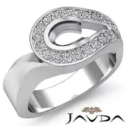 Oval Semi Mount Diamond Engagement Unique Ring Platinum 950 Halo Pave Set 0.5Ct